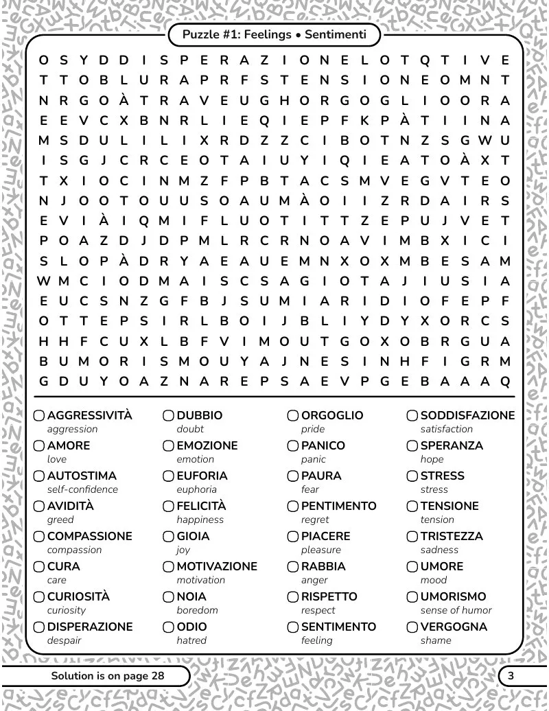 A page from the Word Search bonus